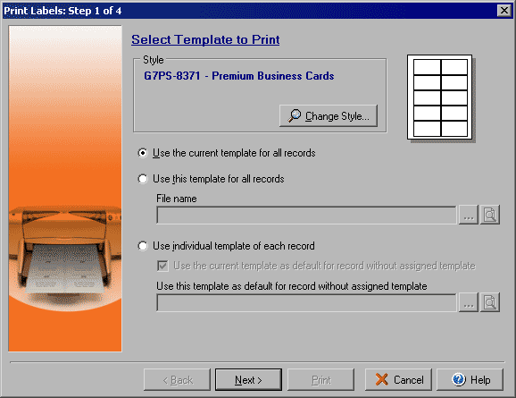 Print Labels - Step 1 of 3