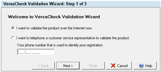 versacheck web validation codes
